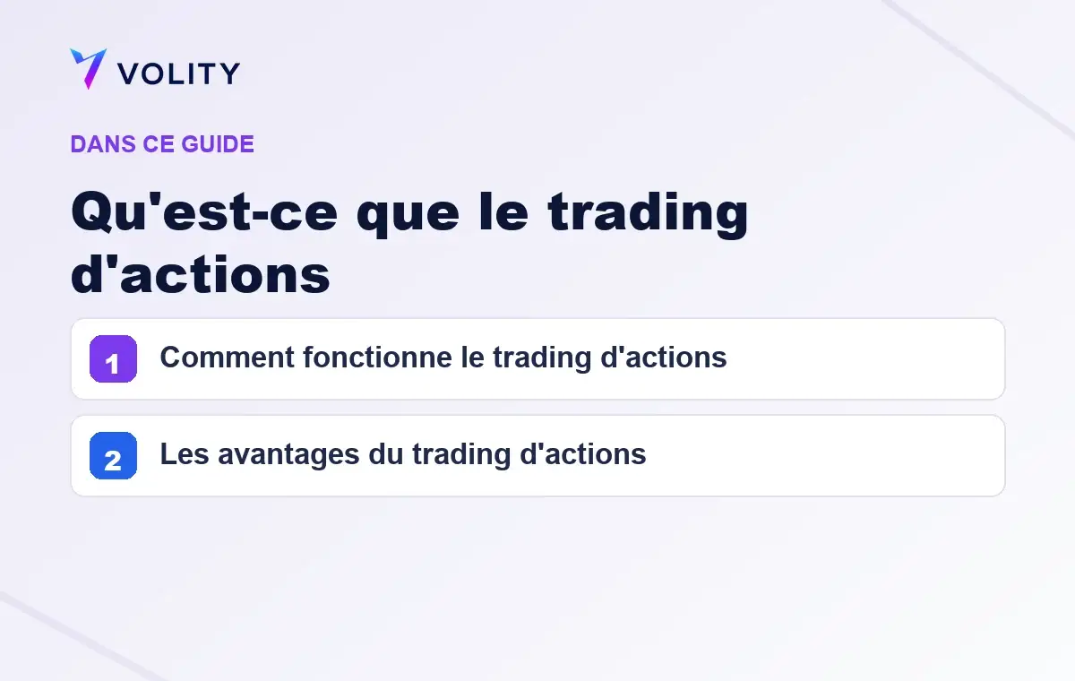 Sections clés de ce guide Volity sur Qu'est-ce que le trading d'actions
