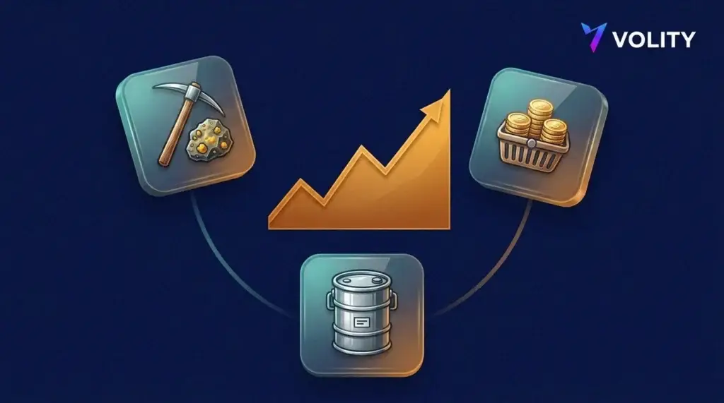 مربعات لأسهم شركات تعدين اليورانيوم، و ETF لليورانيوم، وصندوق استئماني مادي حول رسم بياني للسعر، توضح طرق الاستثمار في اليورانيوم.