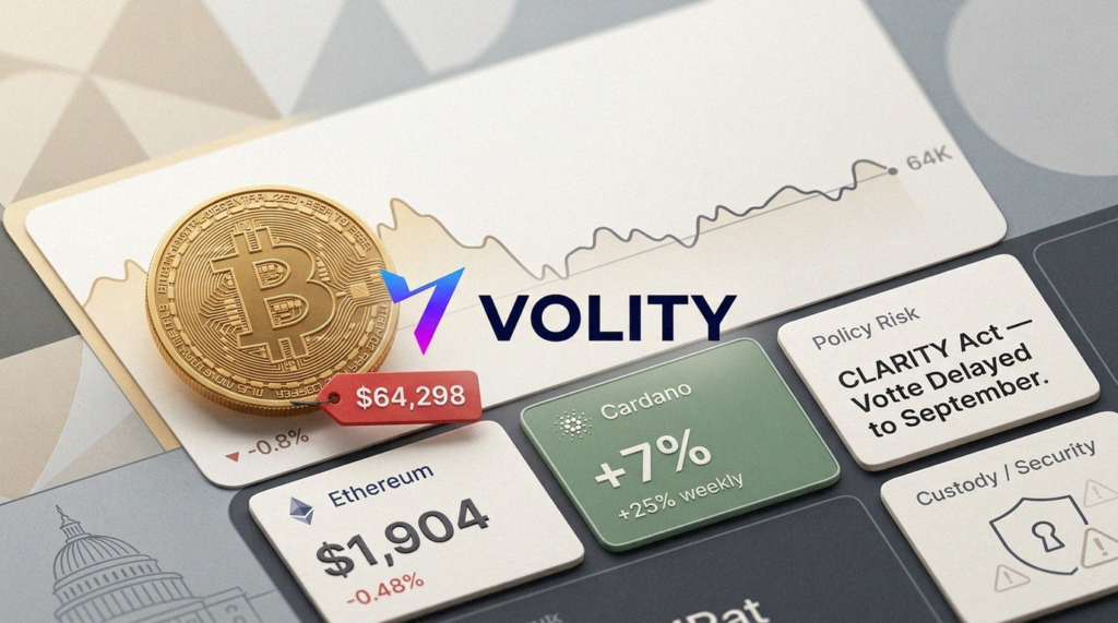 Bitcoin Dips Below $65k as CLARITY Act Vote Delayed