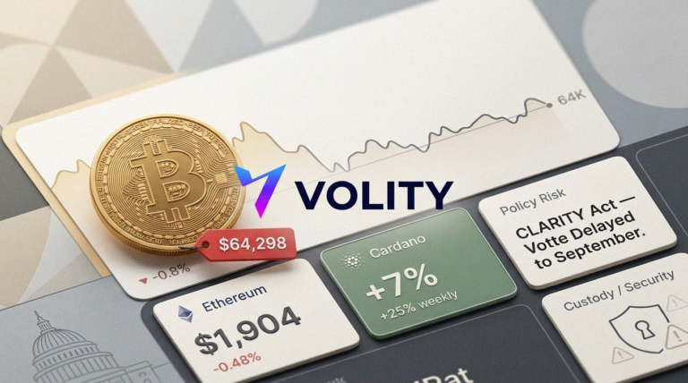 Bitcoin Dips Below $65k as CLARITY Act Vote Delayed