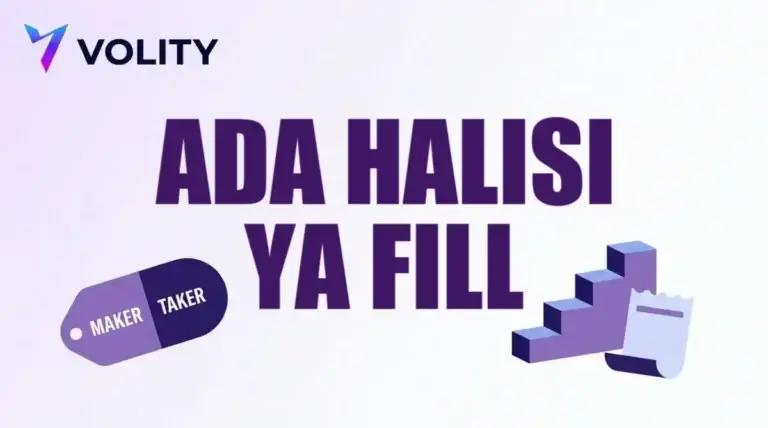 Kadi ya kichwa cha habari inayosoma ada halisi ya fill, na lebo ya maker na taker