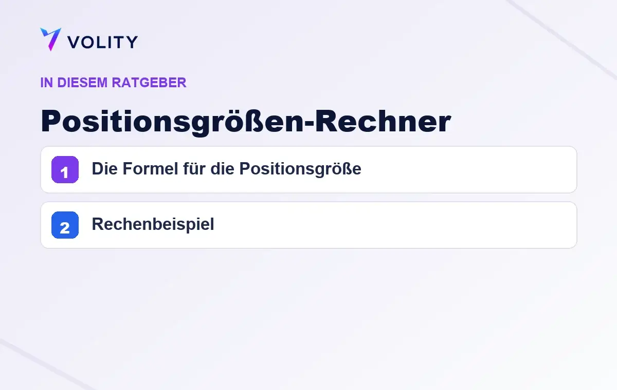 Wichtige Abschnitte in diesem Volity-Ratgeber zu Positionsgrößen-Rechner
