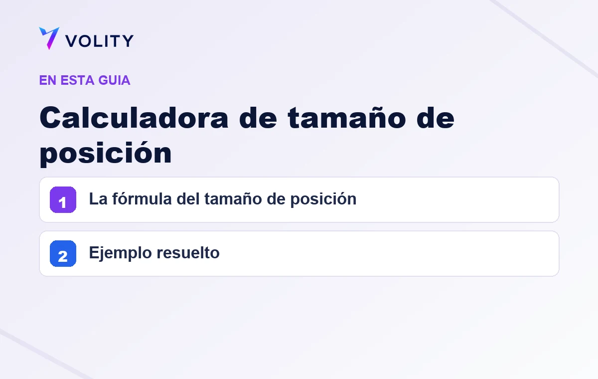 Secciones clave de esta guía de Volity sobre Calculadora de tamaño de posición